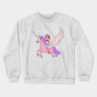 Cowgirl Riding a Pink Unicorn Crewneck Sweatshirt